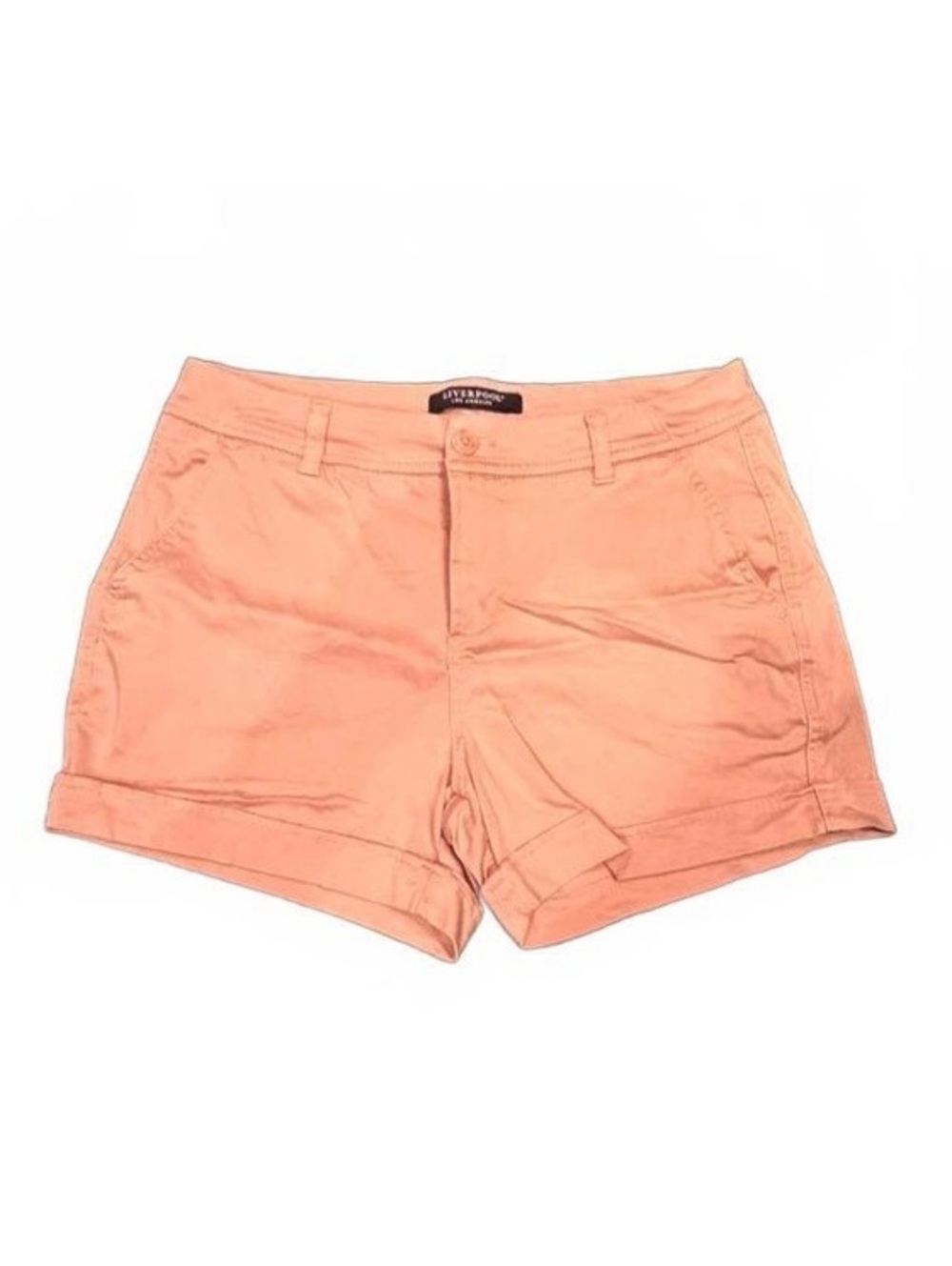 Liverpool Los Angeles Womens Shorts 10/30 Coral Pink Cuffed Chino Stretch